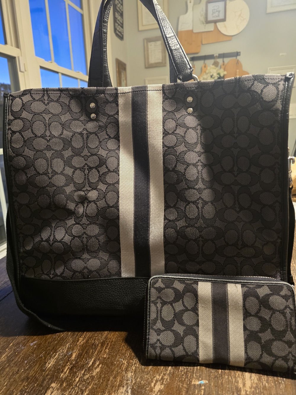 Coach Men’s Duffel Bag with Wallet in Charcoal and Black - Picture 2 of 8